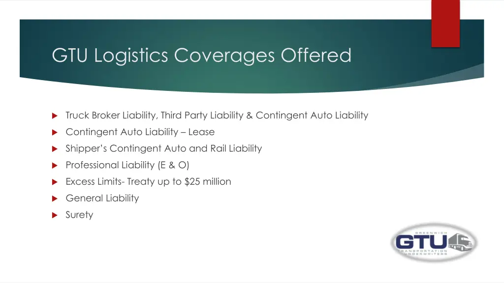 gtu logistics coverages offered