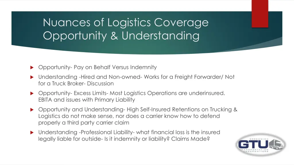 nuances of logistics coverage opportunity