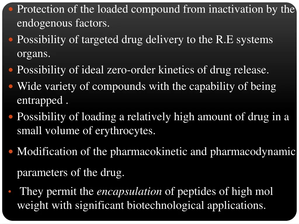 protection of the loaded compound from