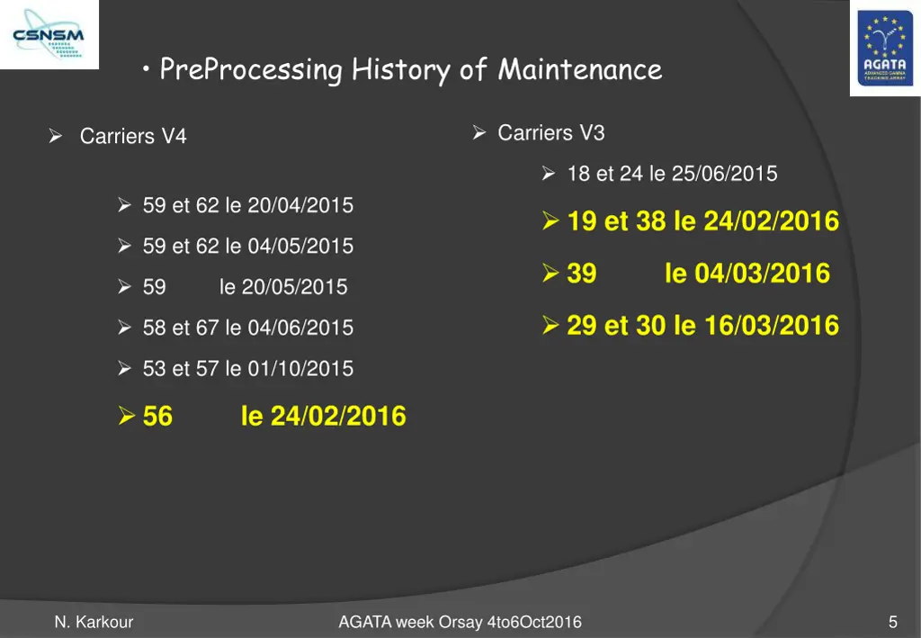 preprocessing history of maintenance