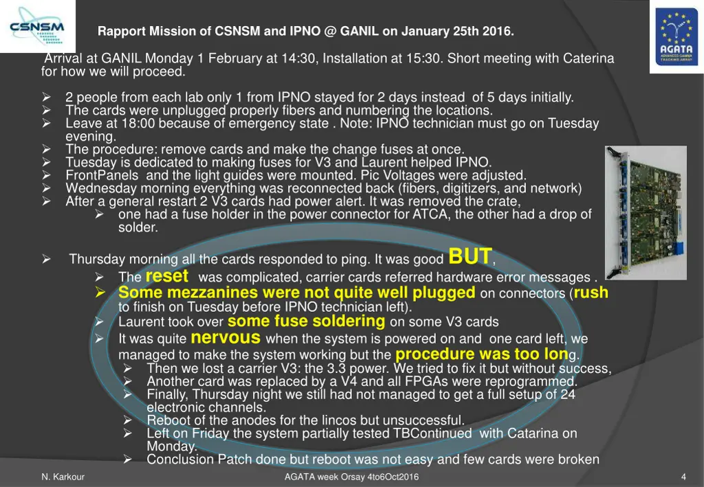 rapport mission of csnsm and ipno @ ganil