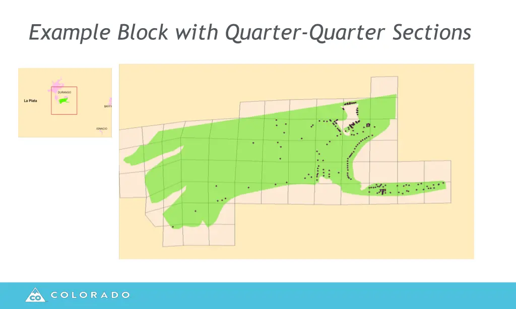 example block with quarter quarter sections