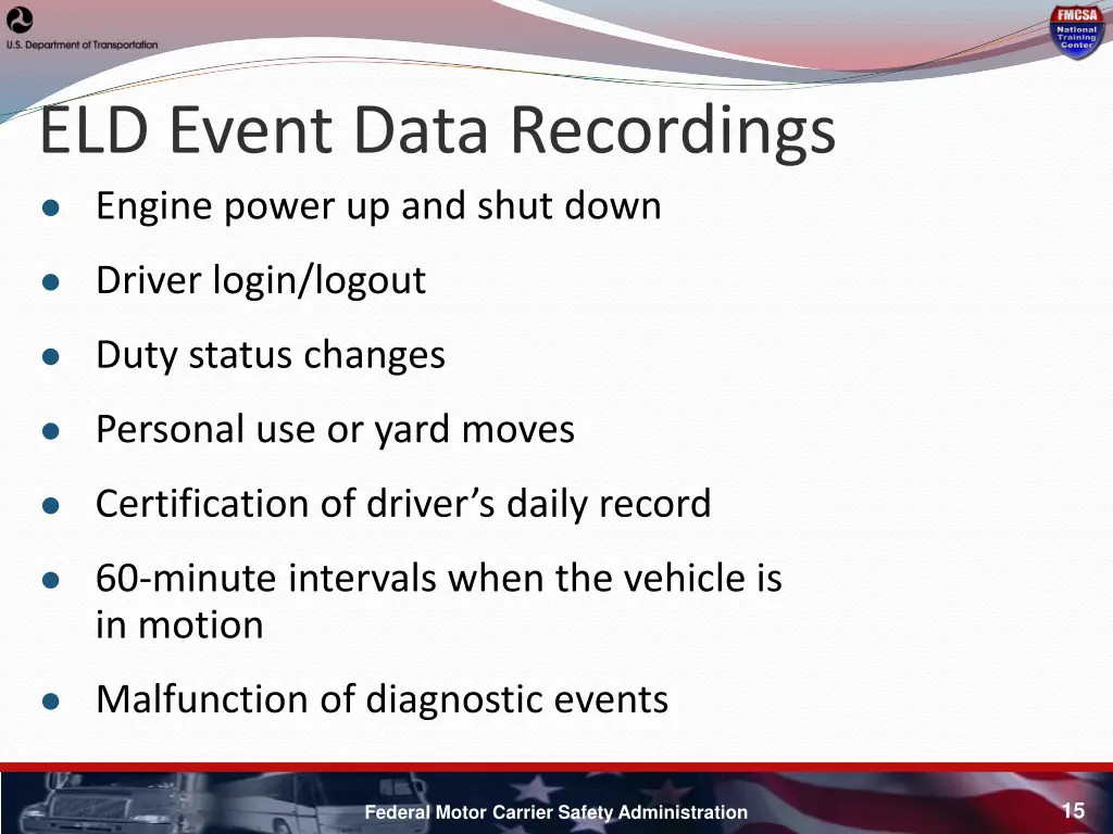 eld event data recordings engine power