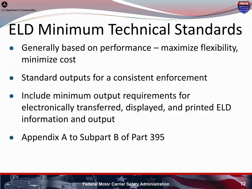 eld minimum technical standards