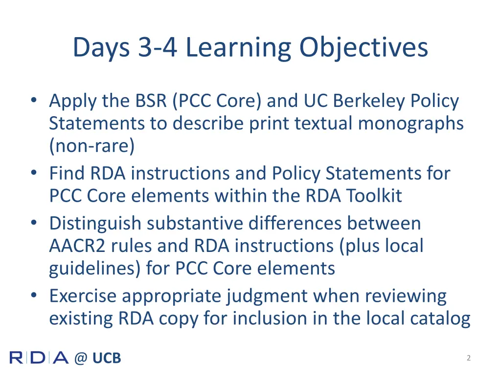 days 3 4 learning objectives