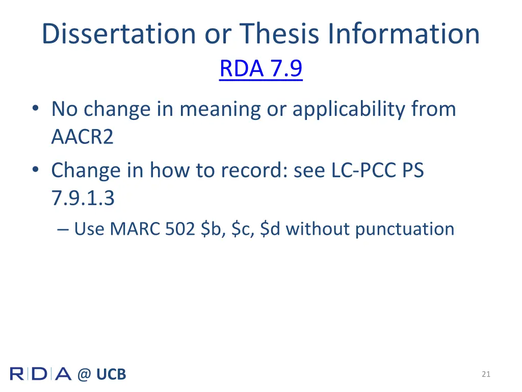 dissertation or thesis information rda 7 9