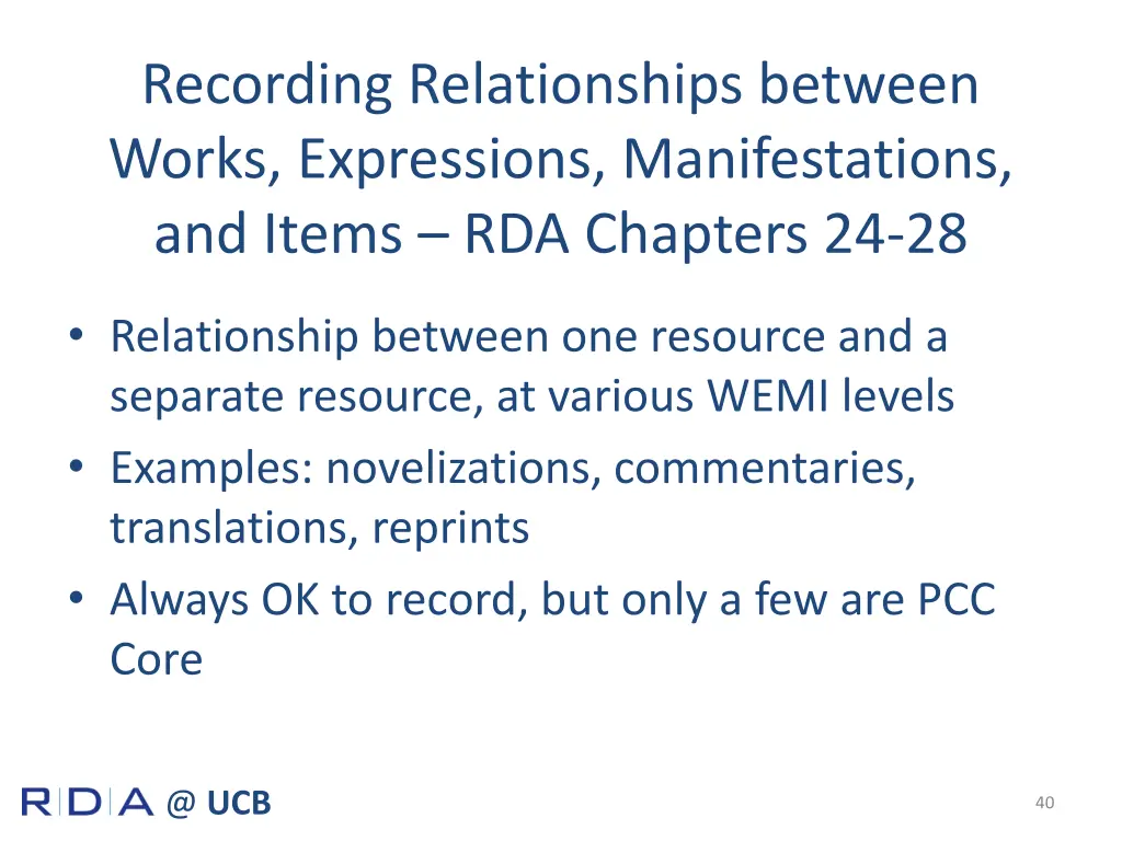 recording relationships between works expressions