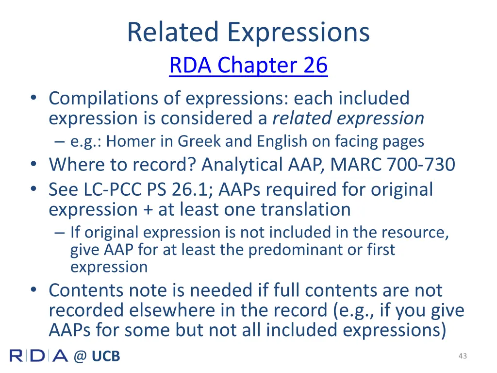 related expressions rda chapter 26 compilations