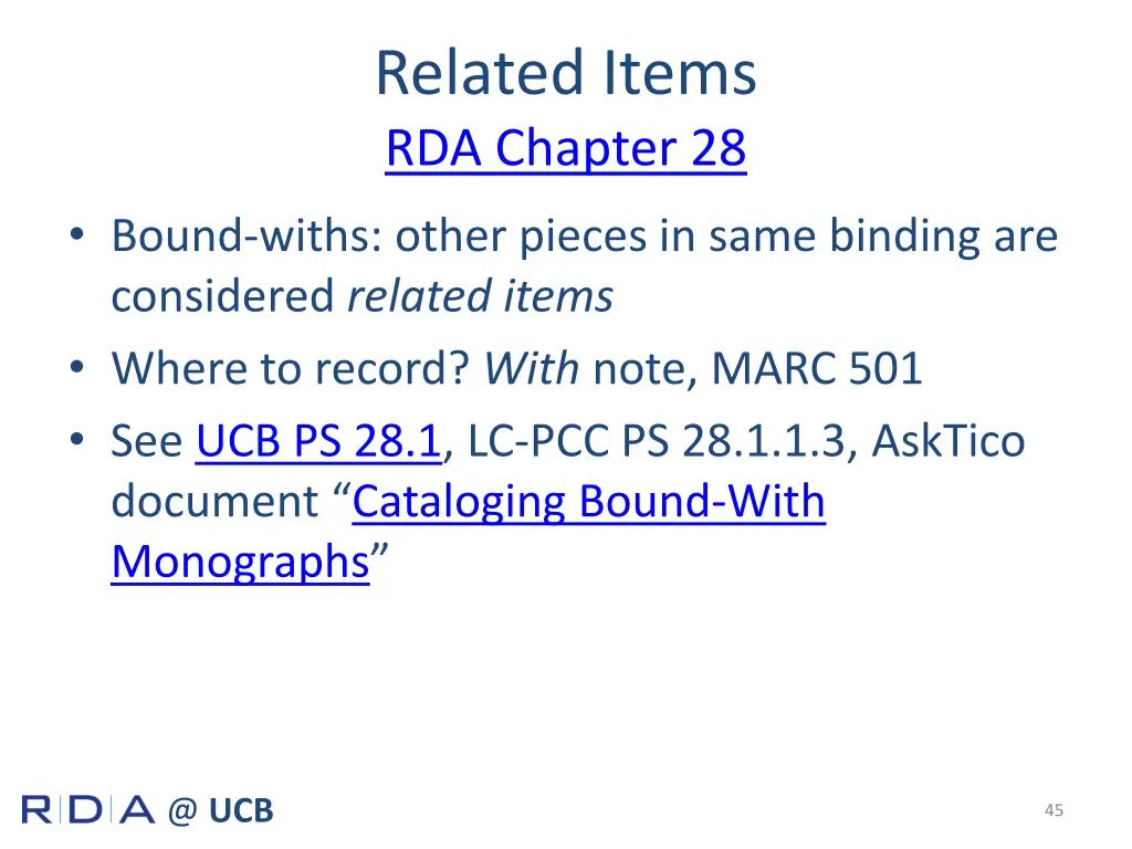 related items rda chapter 28