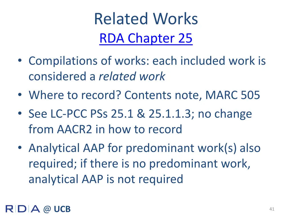 related works rda chapter 25