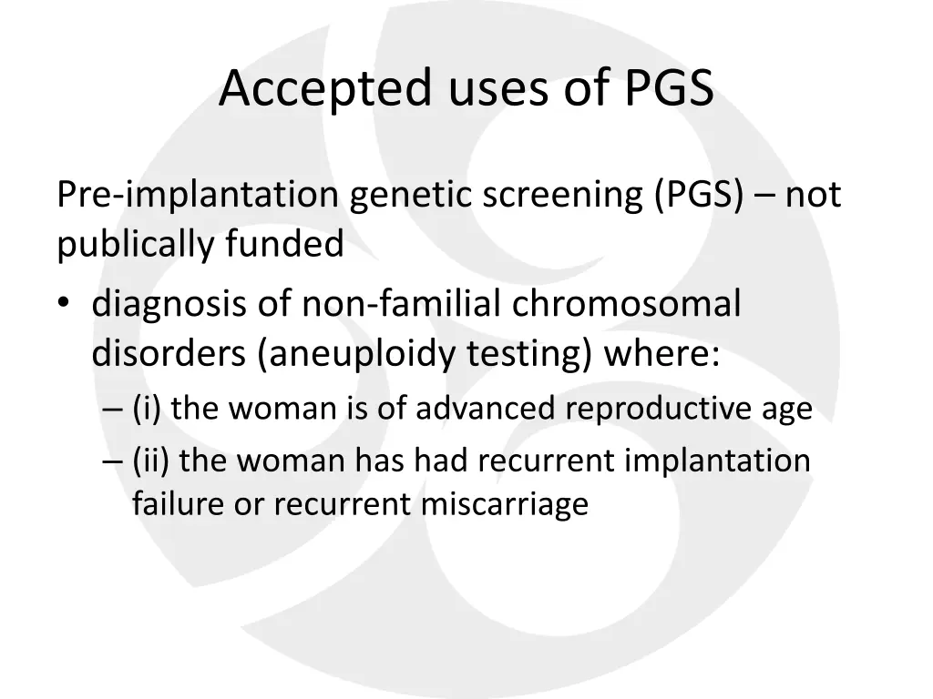 accepted uses of pgs