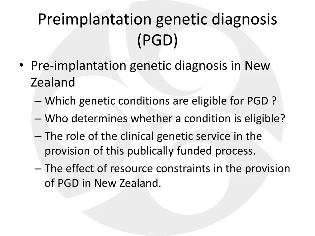 preimplantation genetic diagnosis pgd