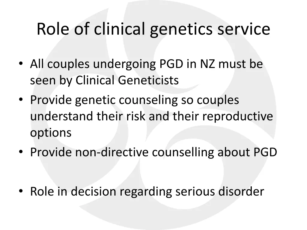 role of clinical genetics service