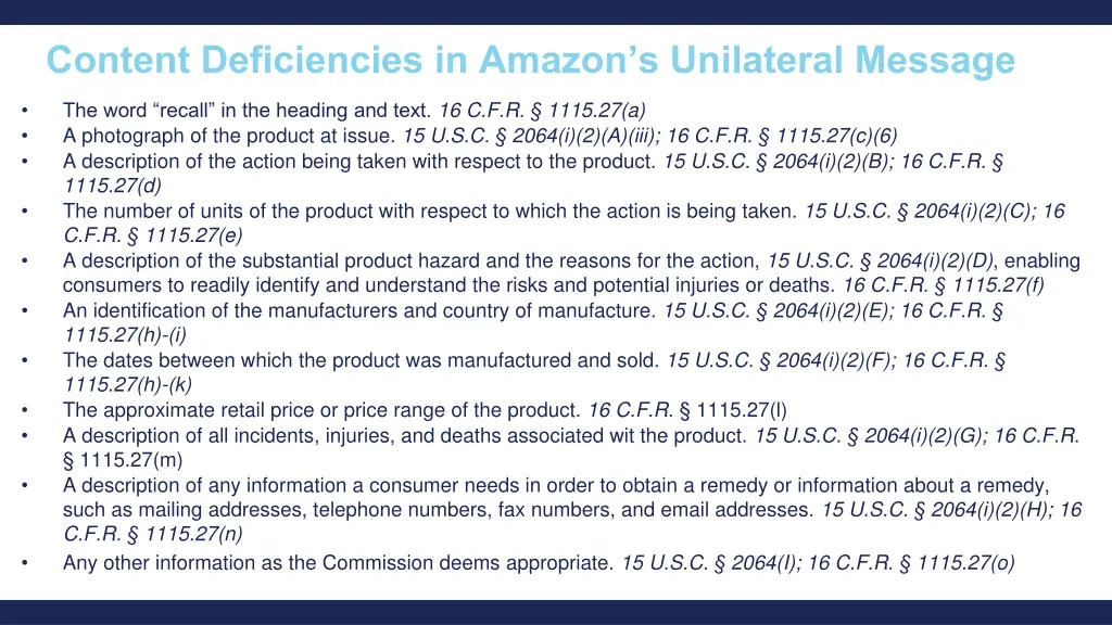 content deficiencies in amazon s unilateral