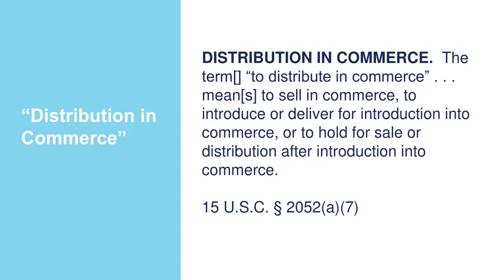 distribution in commerce the term to distribute