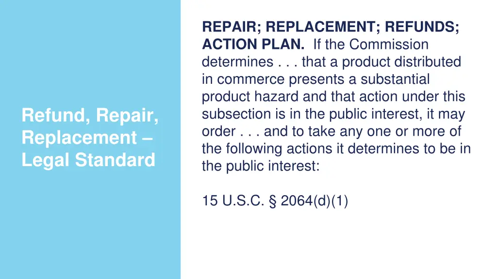 repair replacement refunds action plan