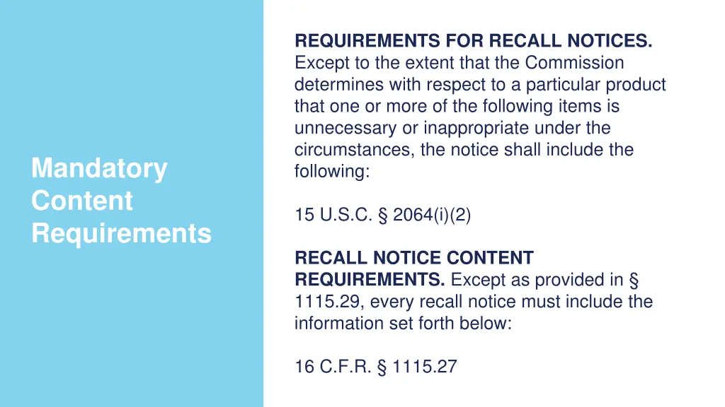 requirements for recall notices except