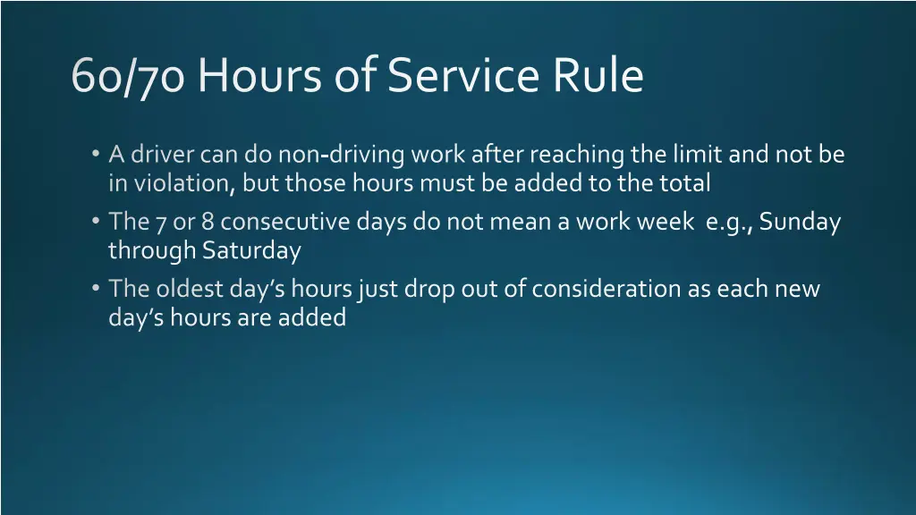 60 70 hours of service rule 1