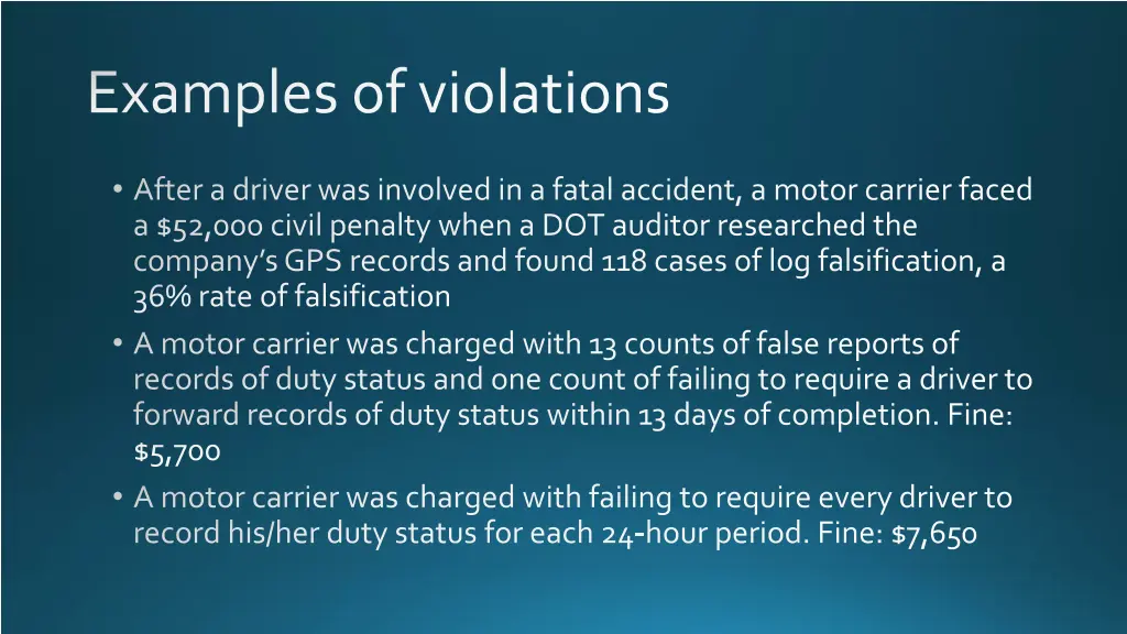 examples of violations