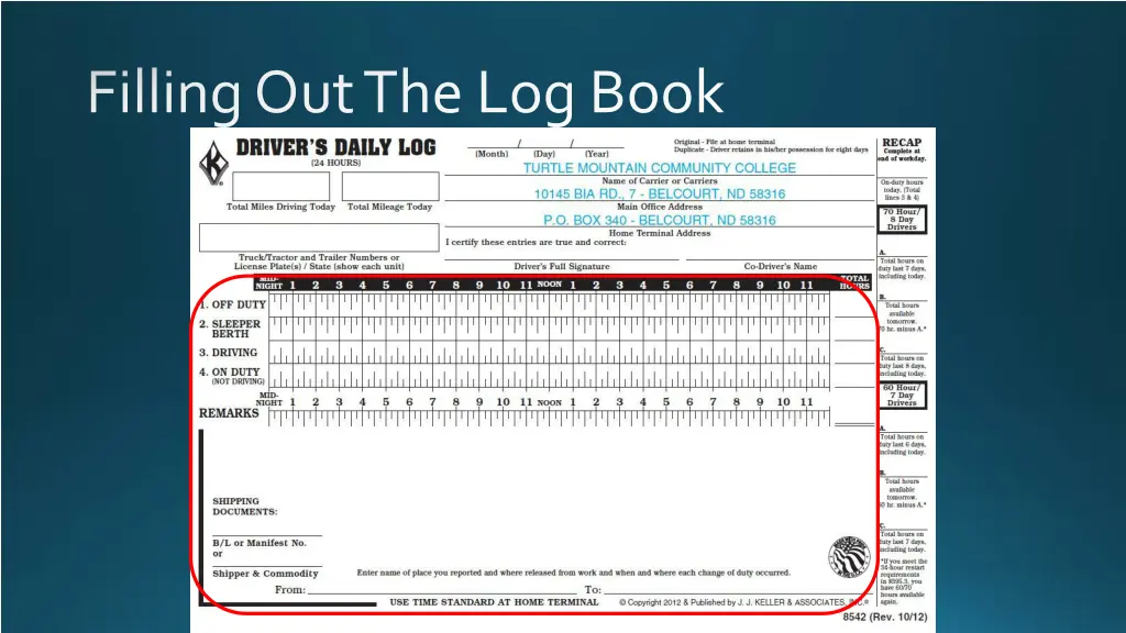 filling out the log book 2