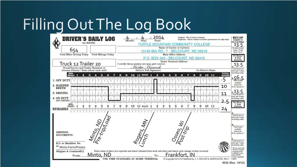 filling out the log book 4