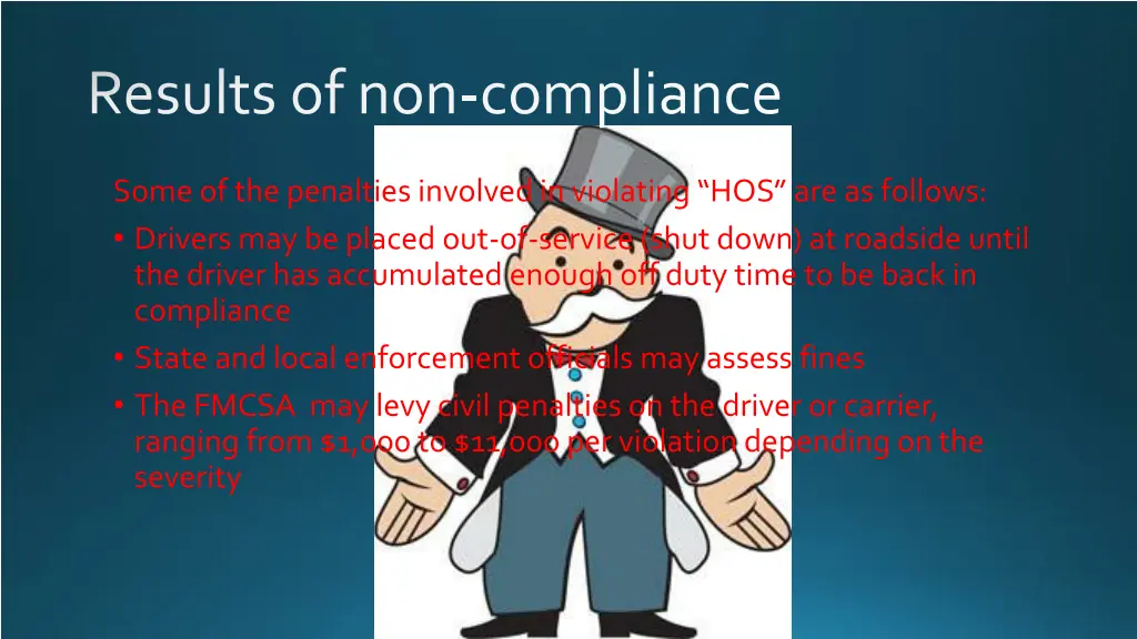 results of non compliance