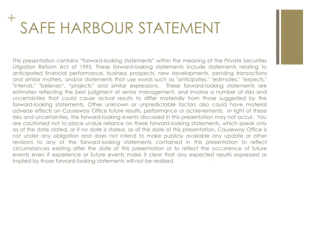 safe harbour statement