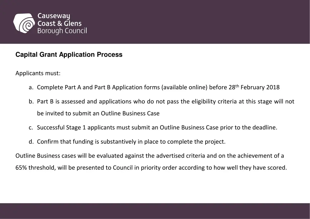 capital grant application process