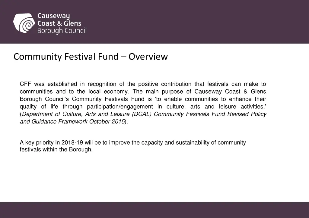 community festival fund overview