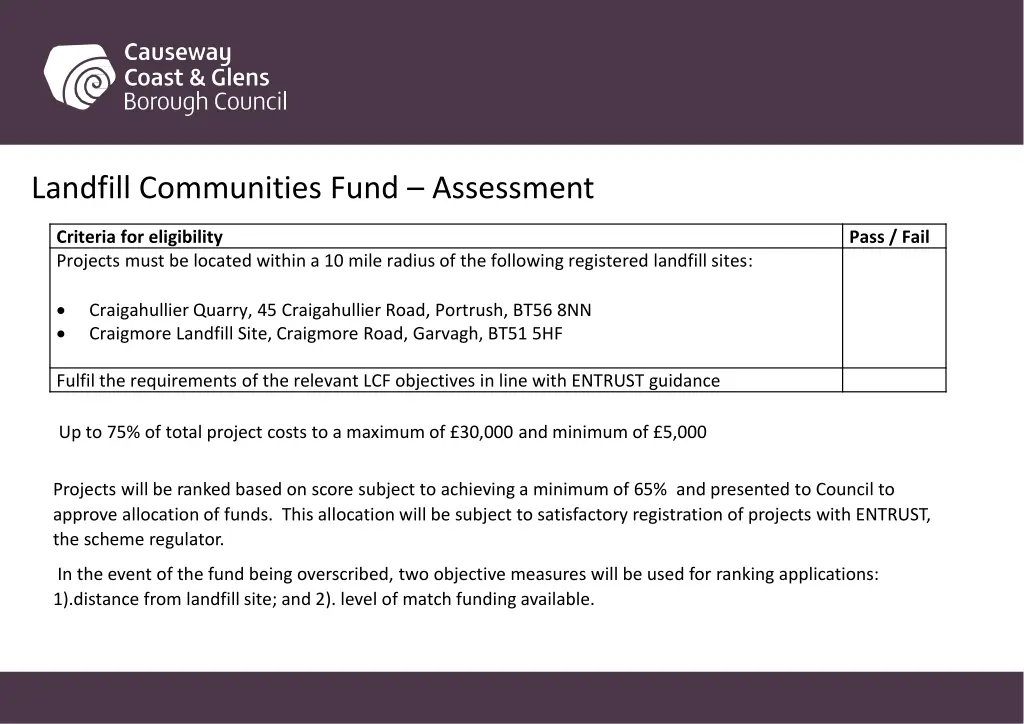 landfill communities fund assessment