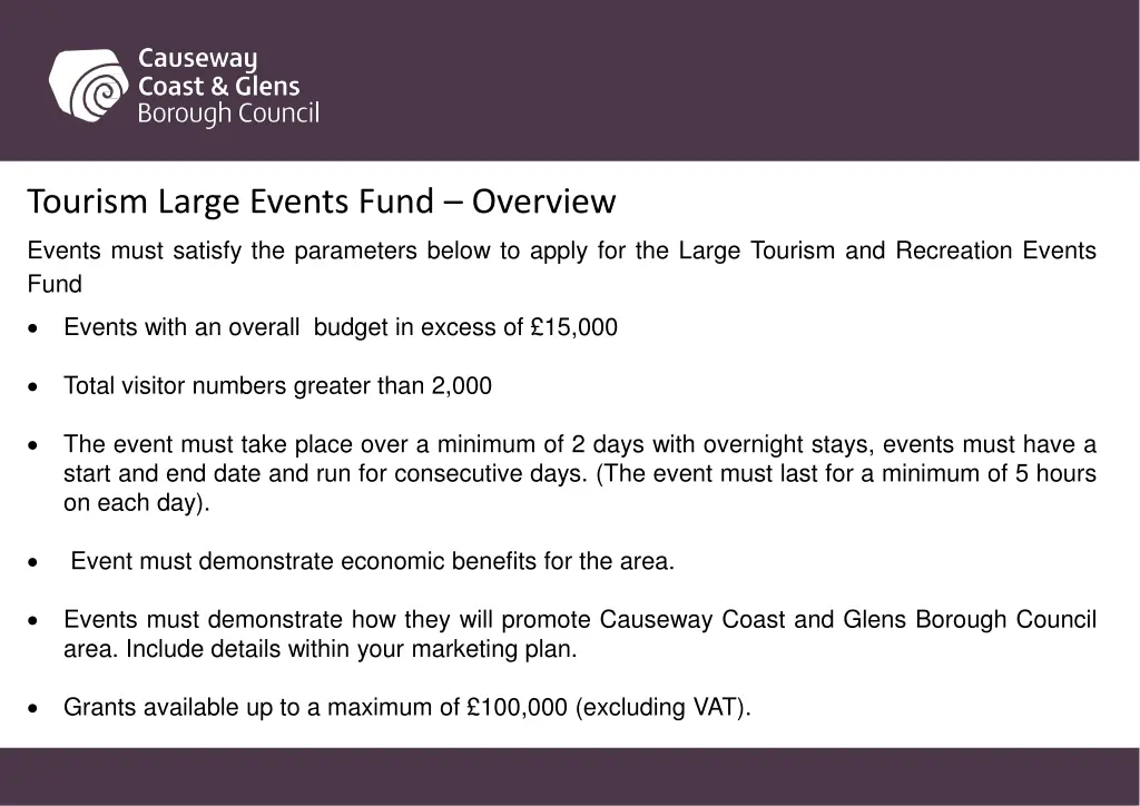 tourism large events fund overview