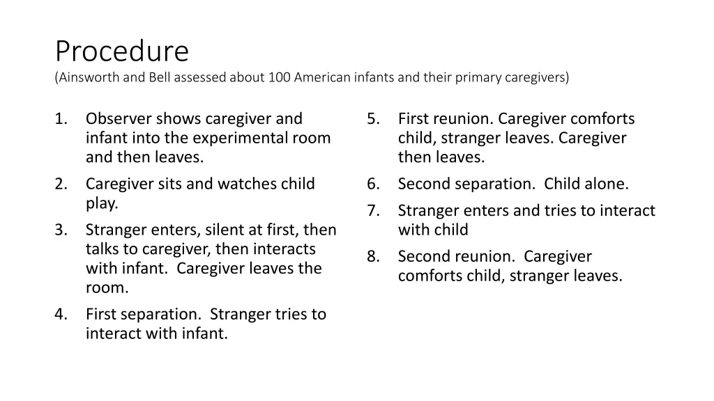 procedure ainsworth and bell assessed about