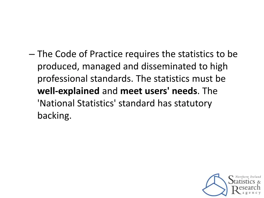 the code of practice requires the statistics