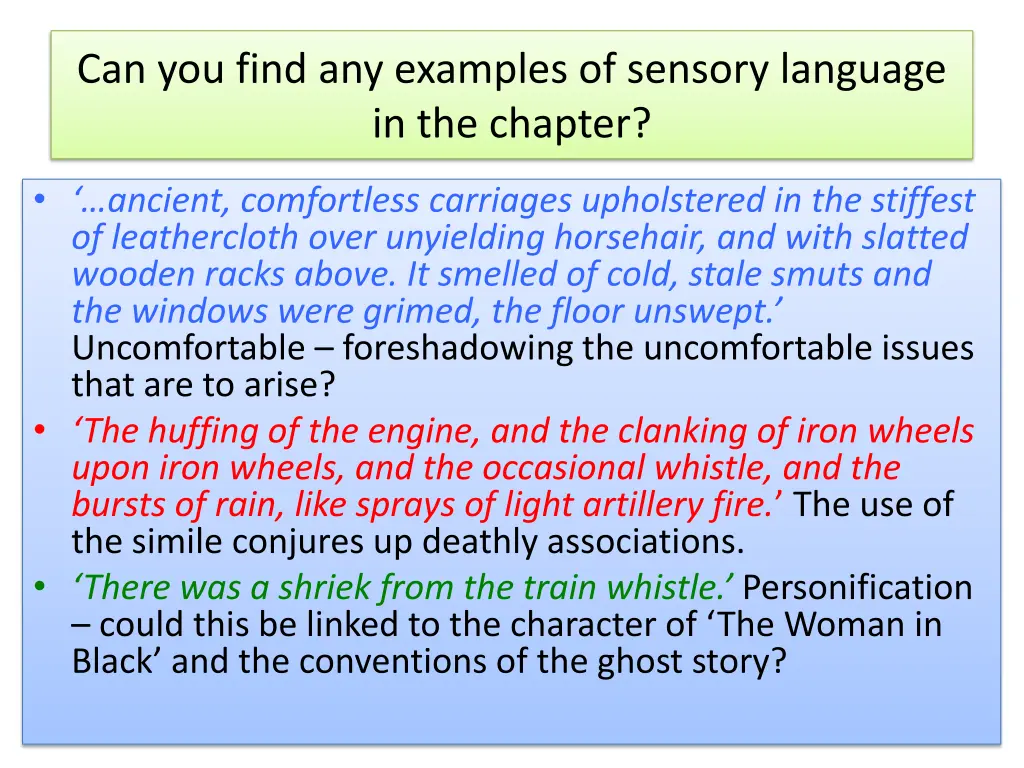 can you find any examples of sensory language