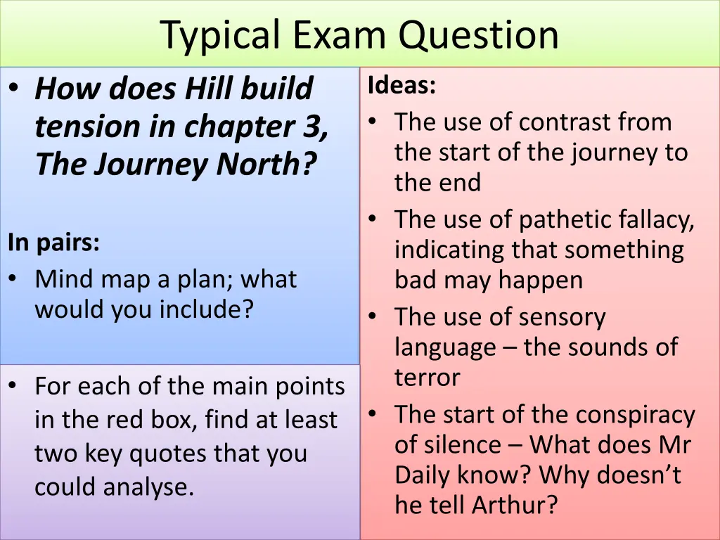 typical exam question how does hill build tension