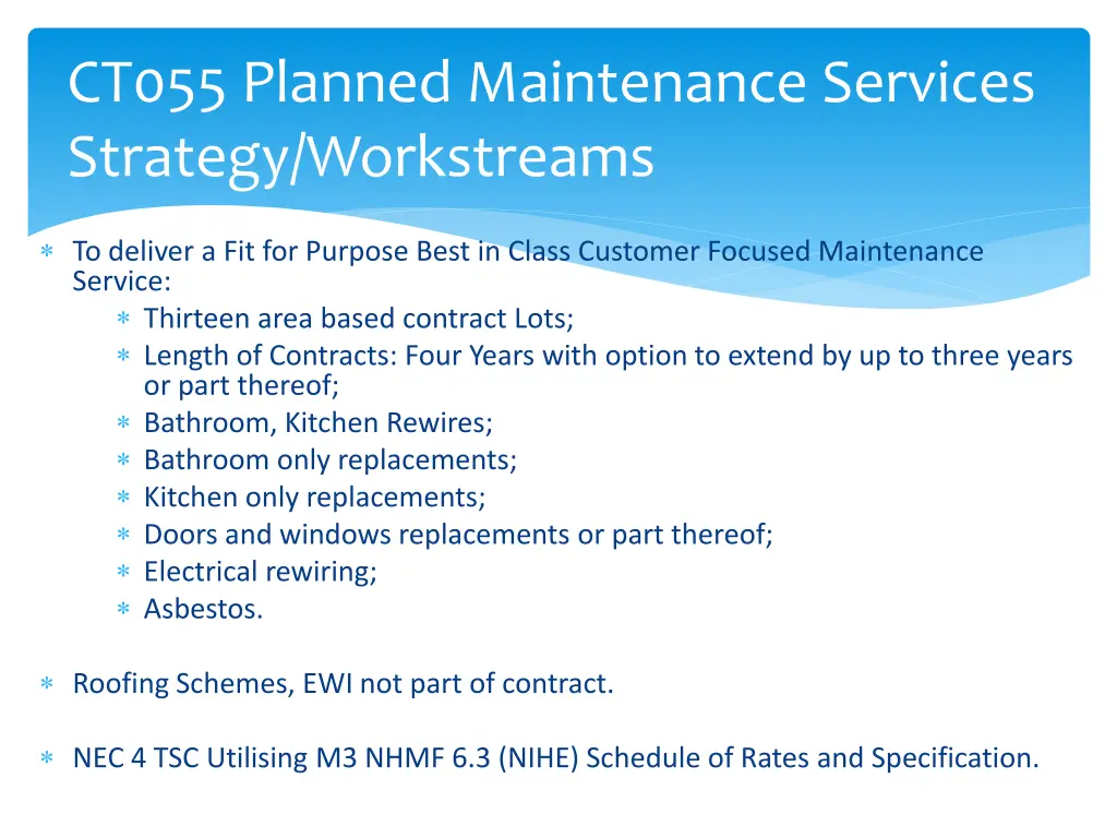 ct055 planned maintenance services strategy