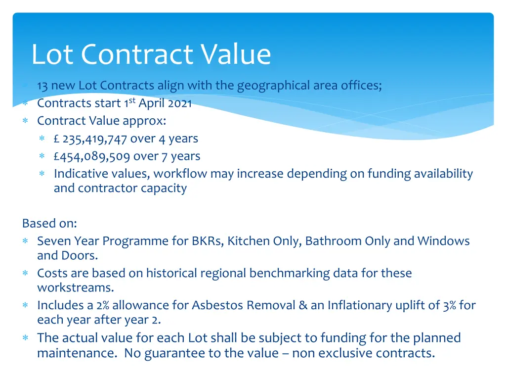 lot contract value