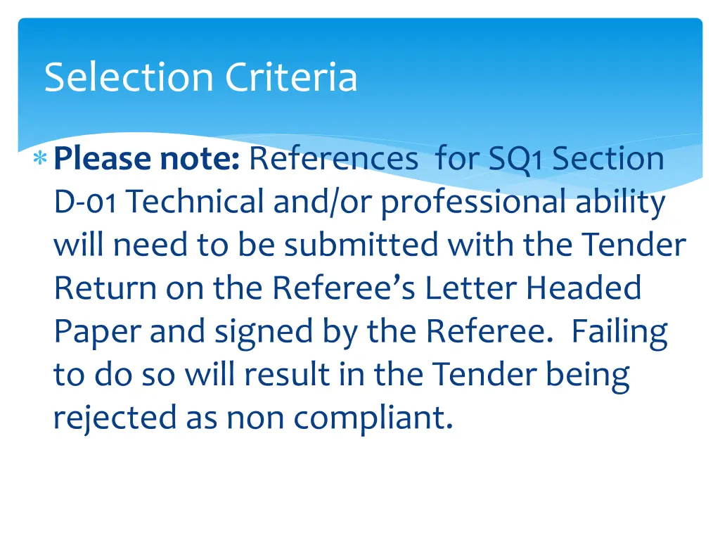 selection criteria 1