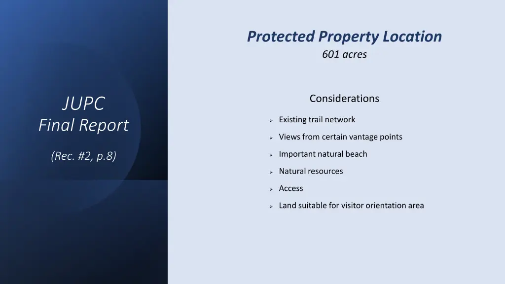 protected property location 601 acres