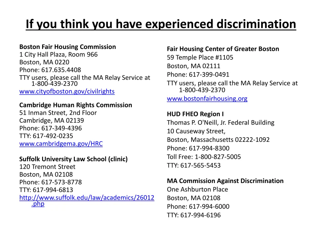 if you think you have experienced discrimination