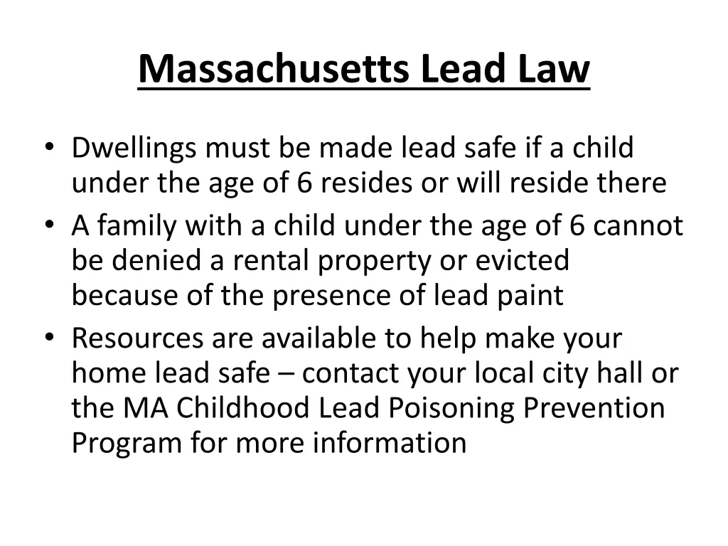 massachusetts lead law