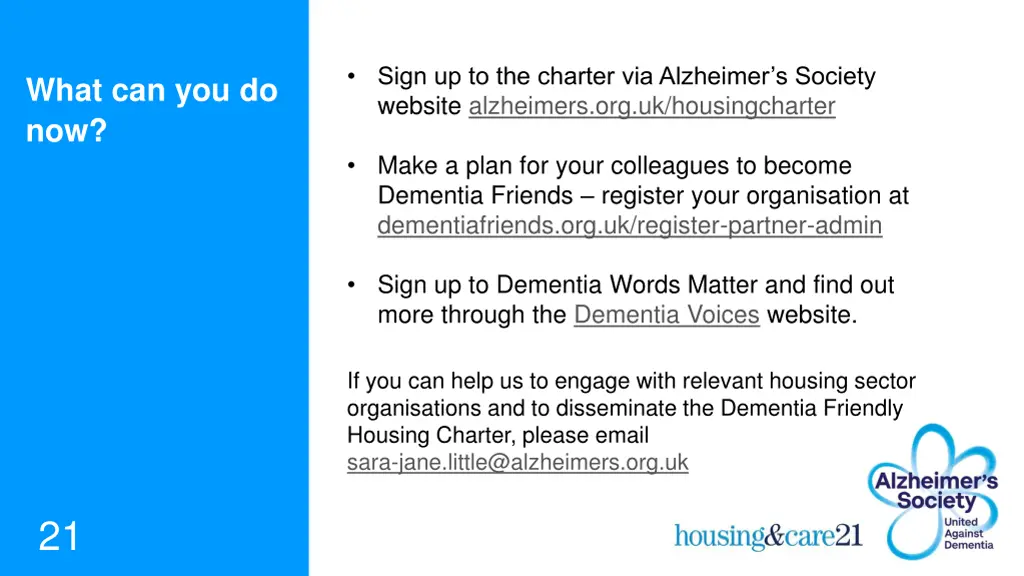 sign up to the charter via alzheimer s society