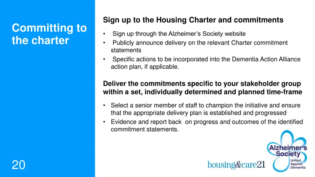 sign up to the housing charter and commitments