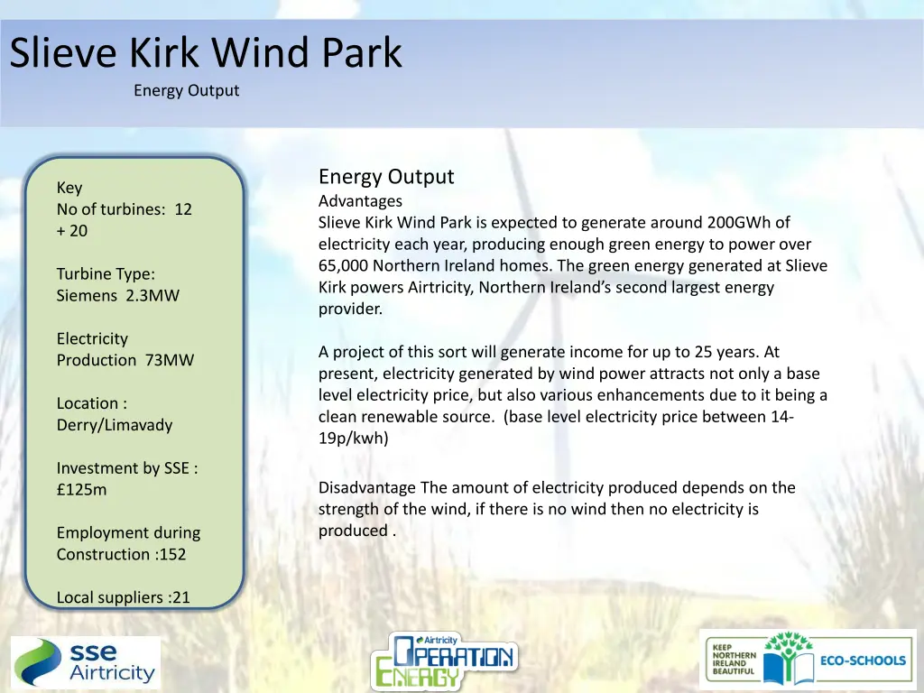 slieve kirk wind park energy output