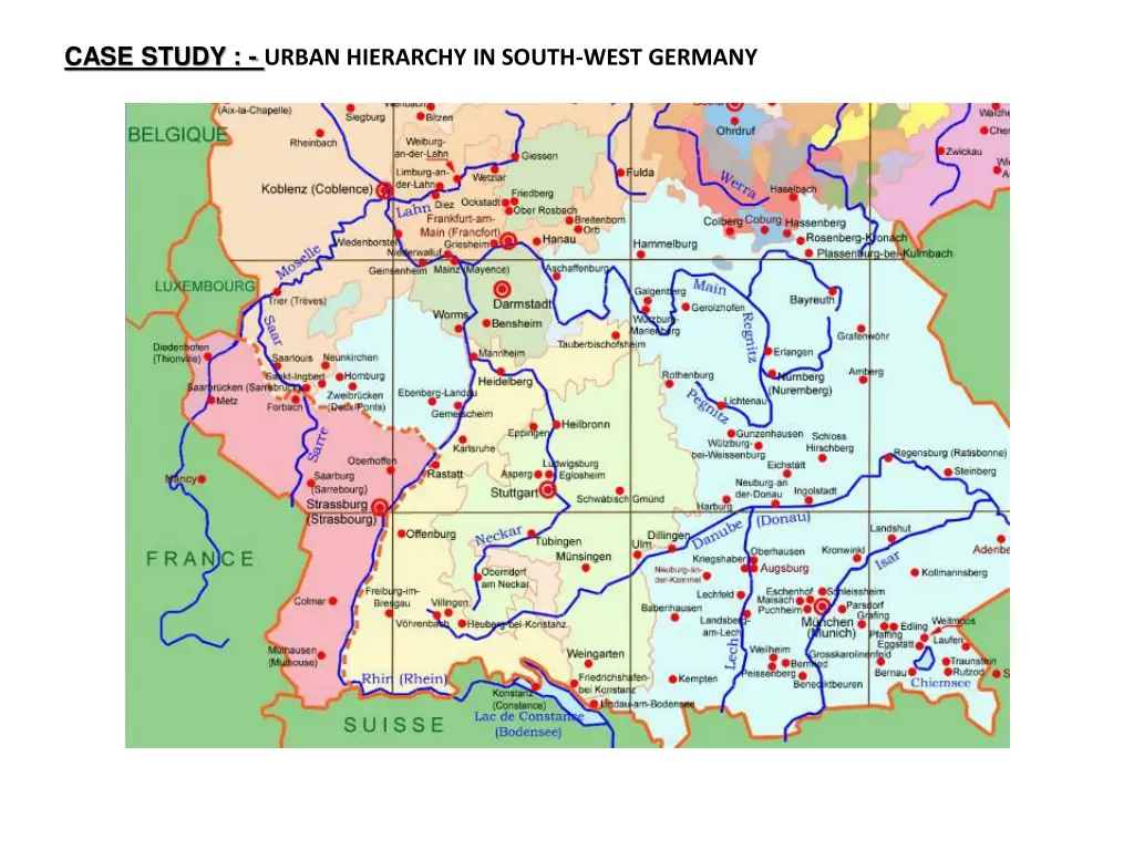 case study urban hierarchy in south west germany