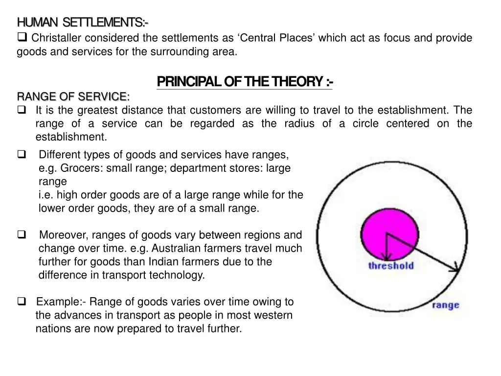 human settlements christaller considered