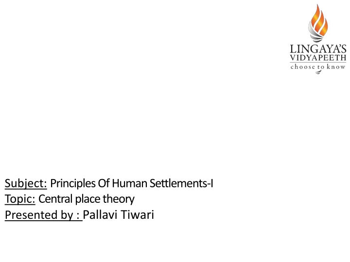 subject principles of human settlements i topic