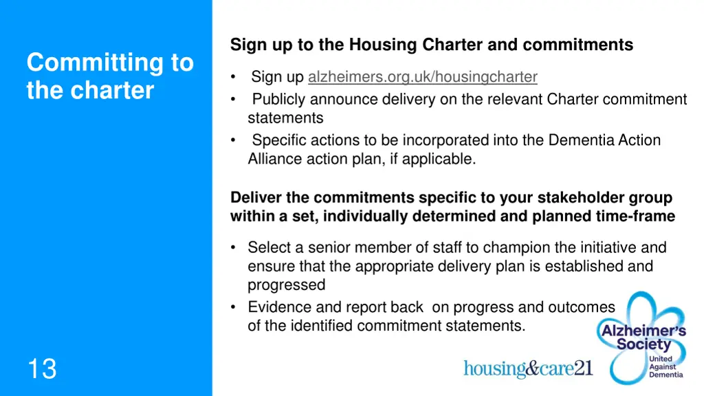 sign up to the housing charter and commitments