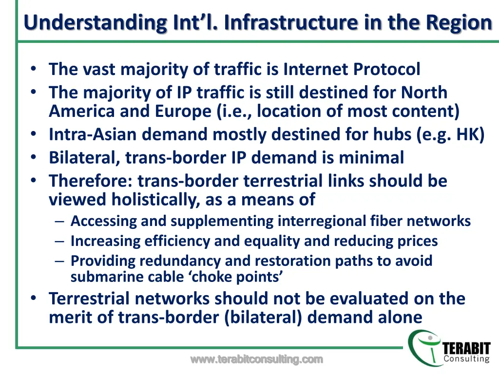 understanding int l infrastructure in the region