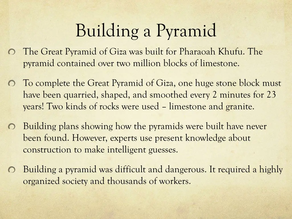 building a pyramid